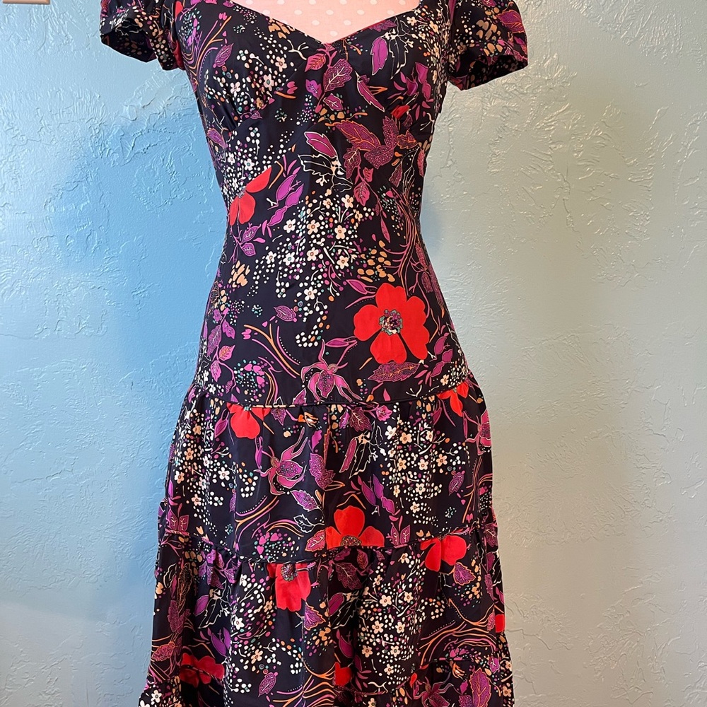Betsey Johnson Floral  Navy and Red Women's Dress